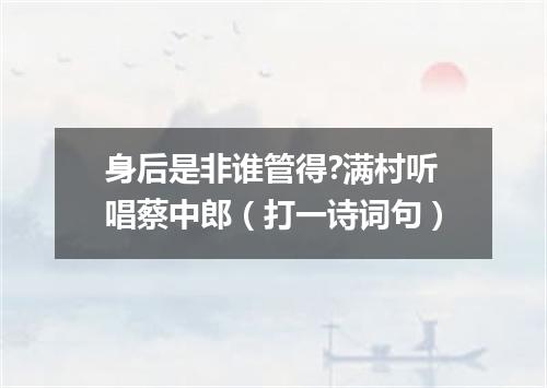 身后是非谁管得?满村听唱蔡中郎（打一诗词句）