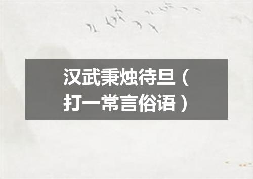 汉武秉烛待旦（打一常言俗语）