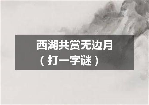 西湖共赏无边月（打一字谜）