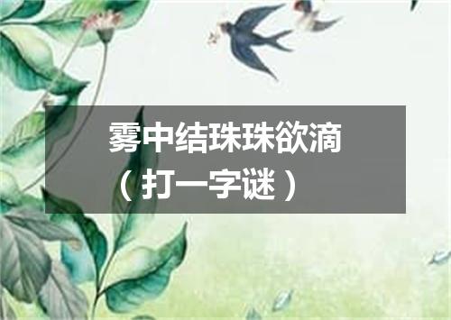 雾中结珠珠欲滴（打一字谜）