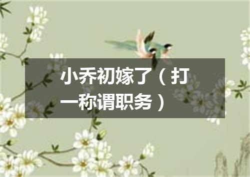 小乔初嫁了（打一称谓职务）