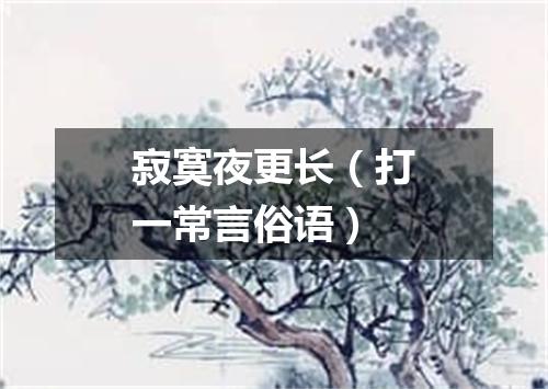 寂寞夜更长（打一常言俗语）