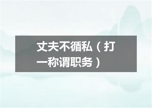丈夫不循私（打一称谓职务）