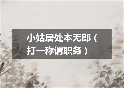 小姑居处本无郎（打一称谓职务）