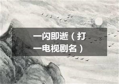 一闪即逝（打一电视剧名）