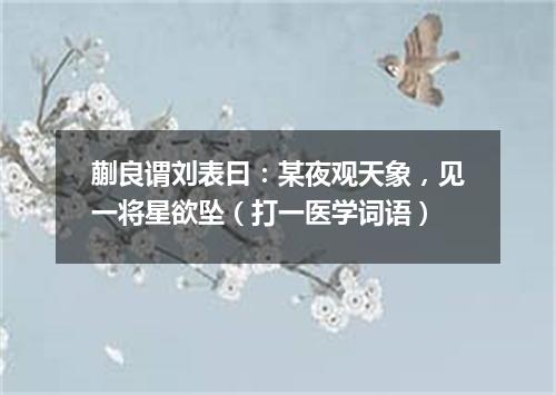 蒯良谓刘表曰：某夜观天象，见一将星欲坠（打一医学词语）