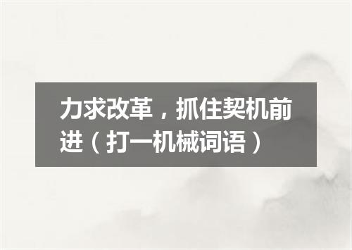 力求改革，抓住契机前进（打一机械词语）