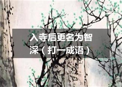 入寺后更名为智深（打一成语）