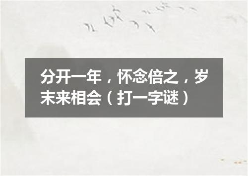 分开一年，怀念倍之，岁末来相会（打一字谜）