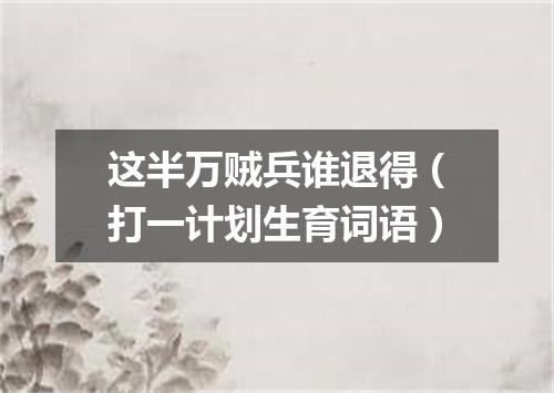 这半万贼兵谁退得（打一计划生育词语）