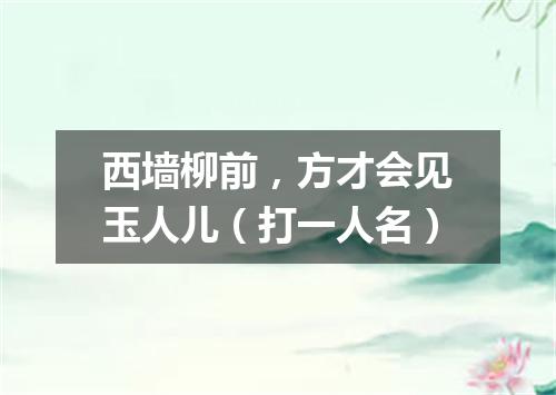 西墙柳前，方才会见玉人儿（打一人名）