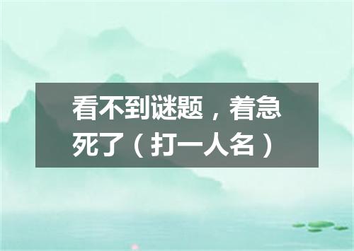 看不到谜题，着急死了（打一人名）