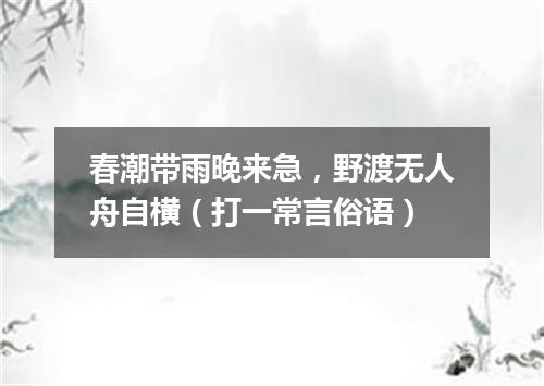 春潮带雨晚来急，野渡无人舟自横（打一常言俗语）