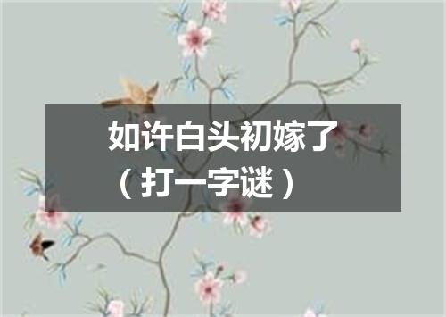 如许白头初嫁了（打一字谜）