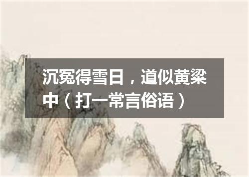 沉冤得雪日，道似黄粱中（打一常言俗语）