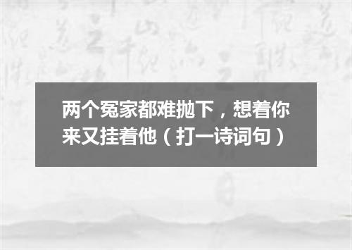 两个冤家都难抛下，想着你来又挂着他（打一诗词句）