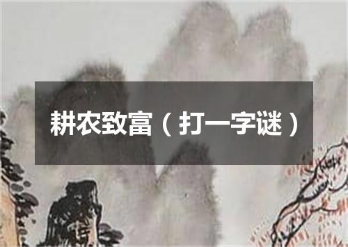 耕农致富（打一字谜）