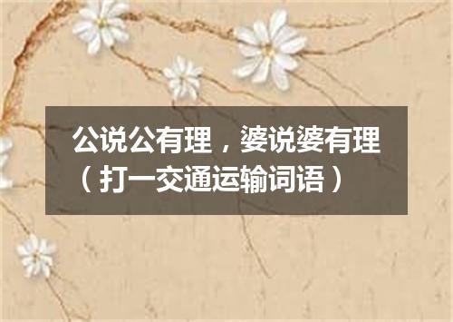 公说公有理，婆说婆有理（打一交通运输词语）