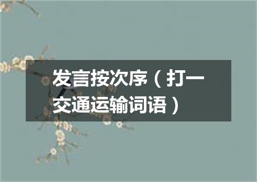 发言按次序（打一交通运输词语）