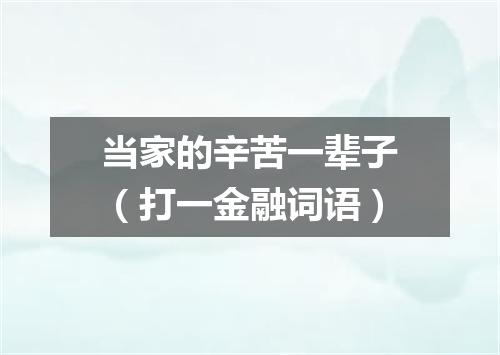 当家的辛苦一辈子（打一金融词语）