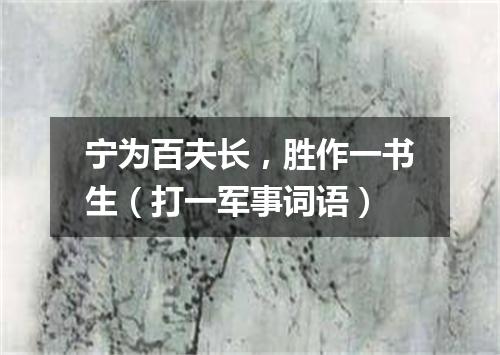 宁为百夫长，胜作一书生（打一军事词语）