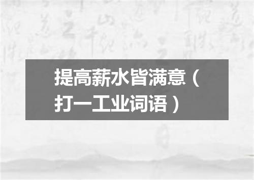 提高薪水皆满意（打一工业词语）