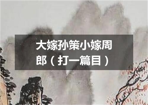 大嫁孙策小嫁周郎（打一篇目）