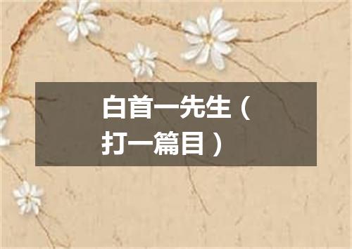 白首一先生（打一篇目）