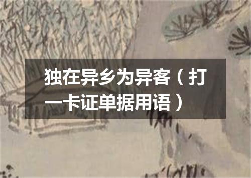 独在异乡为异客（打一卡证单据用语）