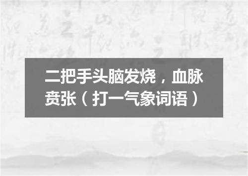 二把手头脑发烧，血脉贲张（打一气象词语）