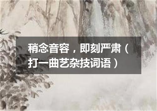 稍念音容，即刻严肃（打一曲艺杂技词语）