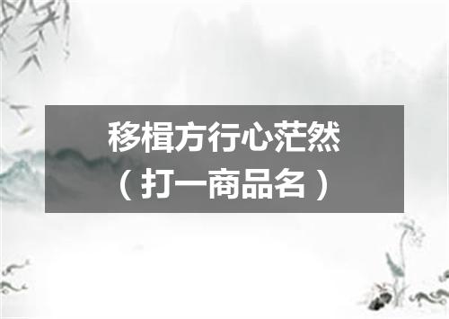 移楫方行心茫然（打一商品名）