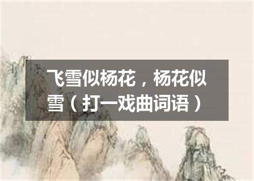 飞雪似杨花，杨花似雪（打一戏曲词语）