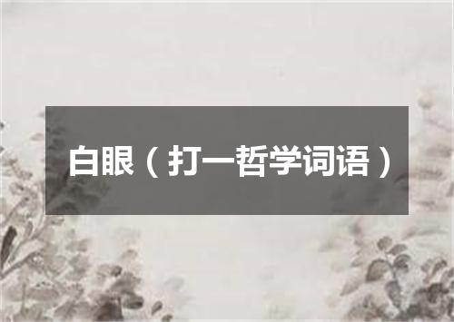 白眼（打一哲学词语）