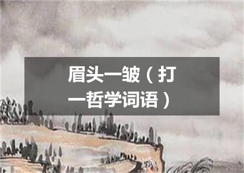 眉头一皱（打一哲学词语）