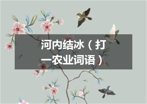 河内结冰（打一农业词语）