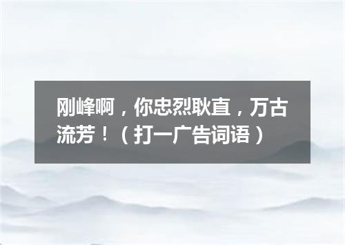 刚峰啊，你忠烈耿直，万古流芳！（打一广告词语）