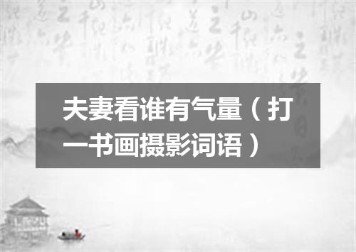 夫妻看谁有气量（打一书画摄影词语）