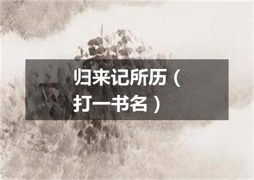归来记所历（打一书名）