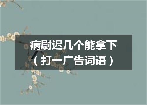 病尉迟几个能拿下（打一广告词语）