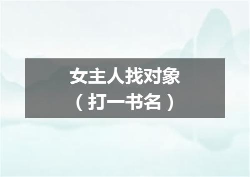 女主人找对象（打一书名）
