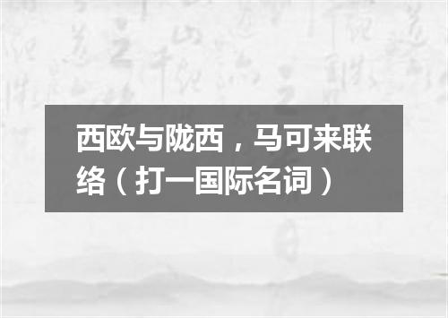 西欧与陇西，马可来联络（打一国际名词）