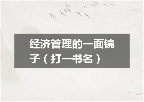 经济管理的一面镜子（打一书名）